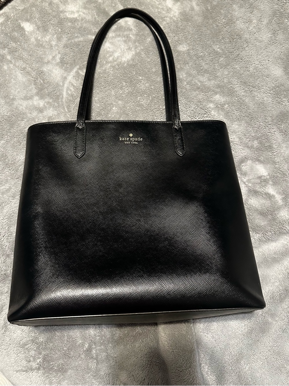 kate spade Black Saffiano Tote with Gold Logo